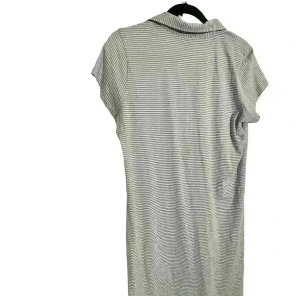 Renwick Polo Dress Striped M Pima Cotton Two Small Pin Holes On The Collar - Picture 3 of 3